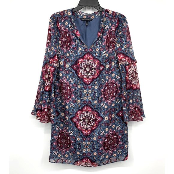 White House Black Market Dresses & Skirts - White House Black Market Dress Medallion Print V Neck Bell Sleeve